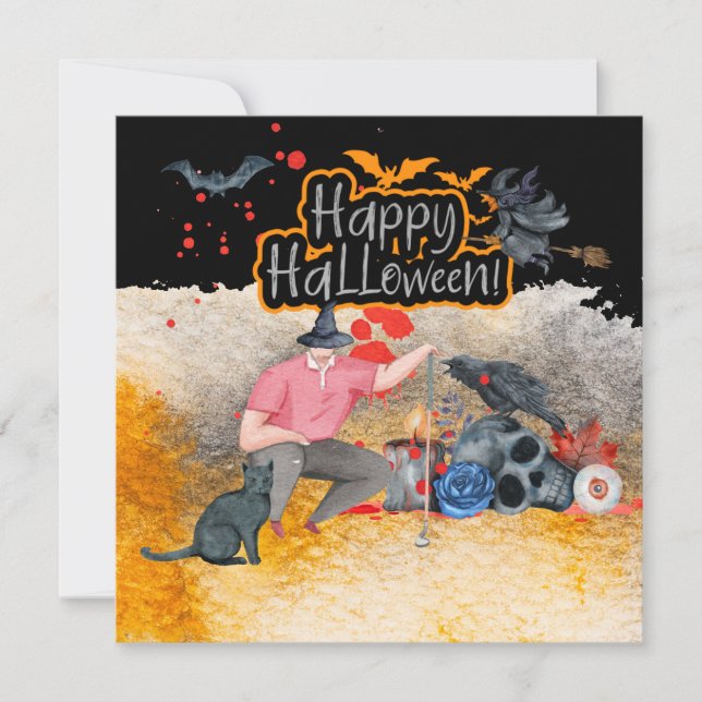 Golf Halloween-dagen för golfkort Kort (Framsida)