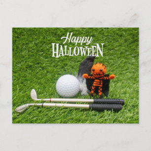 Golf Halloween Day med golf boll-pumpspöke Vykort
