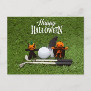 Golf Halloween Day med golf boll-pumpspöke Vykort