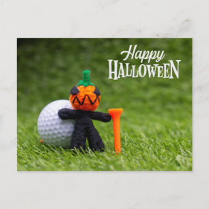 Golf Halloween Day med golf boll-pumpspöke Vykort