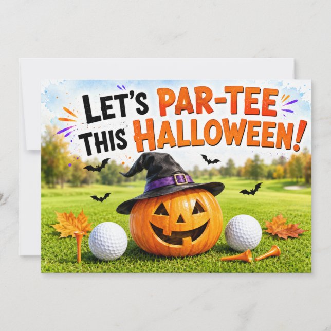 Golf Halloween-fest inbjudan med monster (Framsida)
