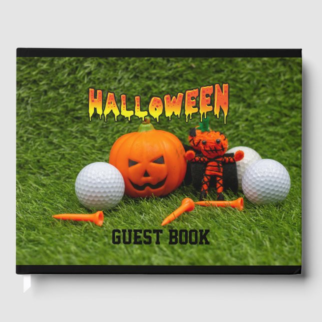 Golf Halloween med pumkin golf boll och T Gues Gästböcker (Framsida)