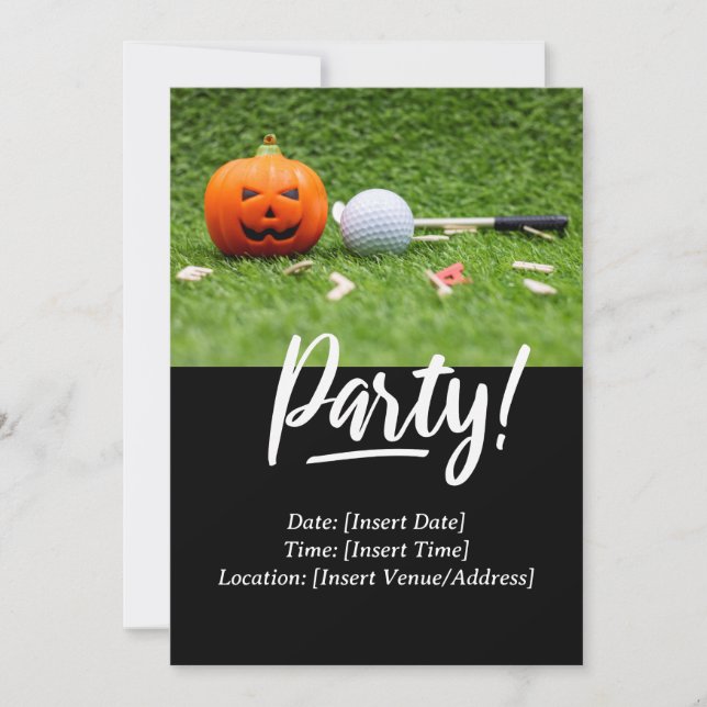 Golf Halloween Tema för golfer Inbjudningar (Framsida)
