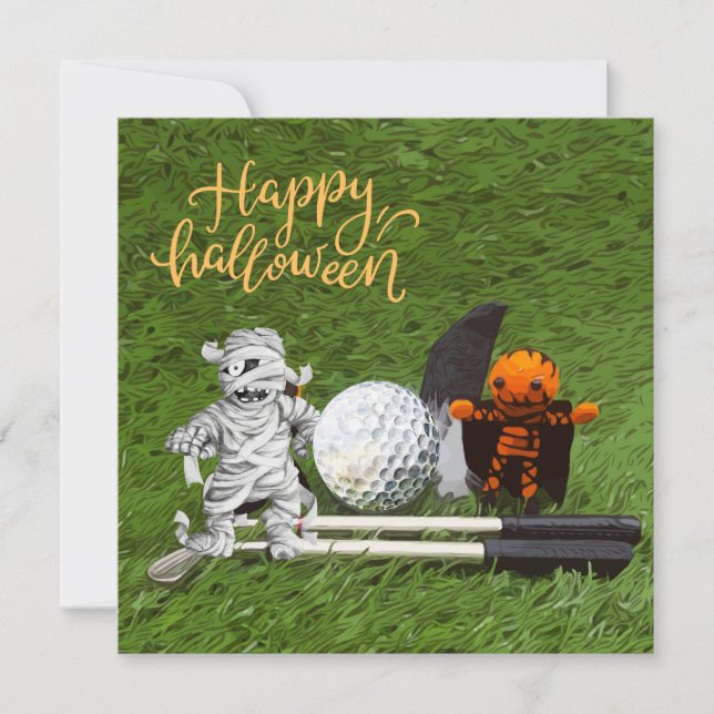 Golf Halloween Tema för golfer Kort (Framsida)