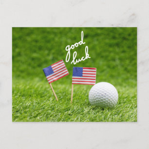 Golf hälsning golf boll lycka till Flagga i Amerik Vykort