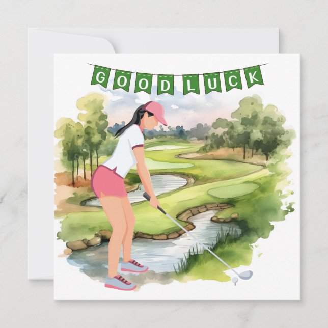 Golf hälsning golf boll lycka till för dam golfer (Framsida)