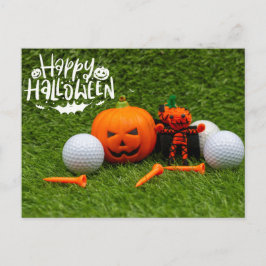Golf Happy halloween med Pumpkin och Golf Boll Vykort