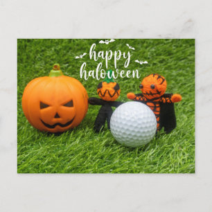 Golf Happy halloween med Pumpkin och Golf Boll Vykort