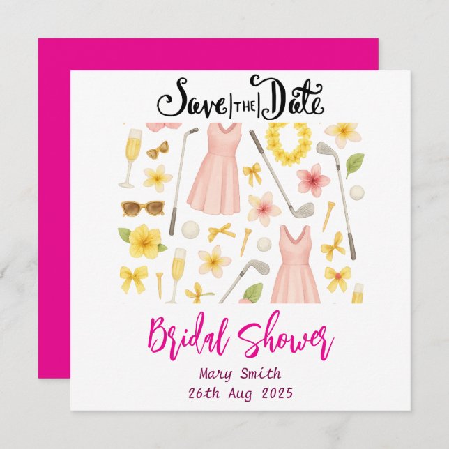 Golf Hawaianiskt tema Bröllopsdusch Svägerska  Spara Datumet (Fram/baksida)