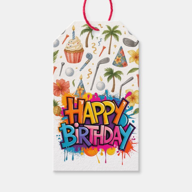 Golf Hawaii Tema för Hawaiian Golfer Party Presentetikett (Framsidan)