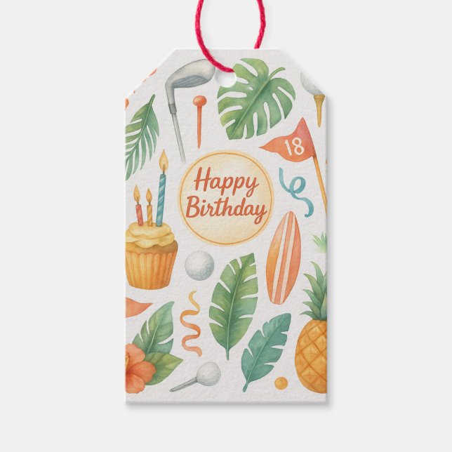 Golf Hawaii Tema för Hawaiian Golfer Party Presentetikett (Framsidan)