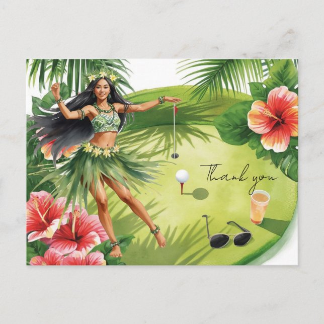 Golf Hawaii tema för hawaiianskt födelsedagsfirand Vykort (Framsida)
