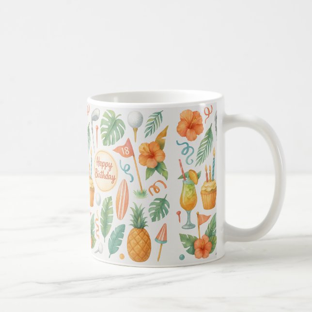Golf Hawaii Tema för hawaiiska gåvor till födelsed Kaffemugg (Höger)