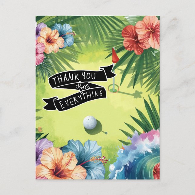 Golf Hawaii tema Platt Tacksamhetskort Vykort (Framsida)