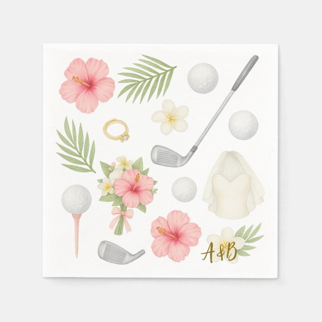 Golf Hawaiian Tema Bröllop för golfer Pappersservett (Framsidan)