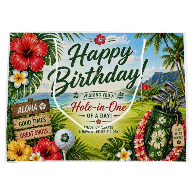 Golf hawaiianskt tema för födelsedag (Framsidan)