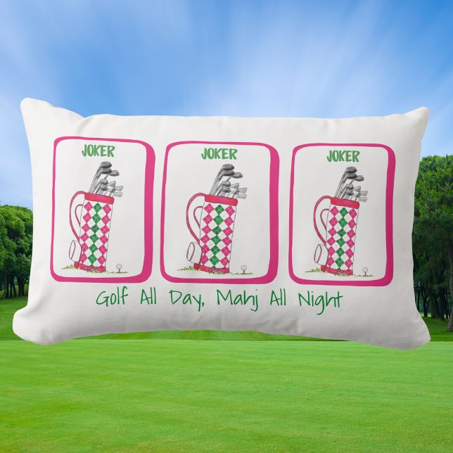 Golf hela dagen, Mahj hela natten / Preppy Golf Ma Lumbarkudde (Skapare uppladdad)