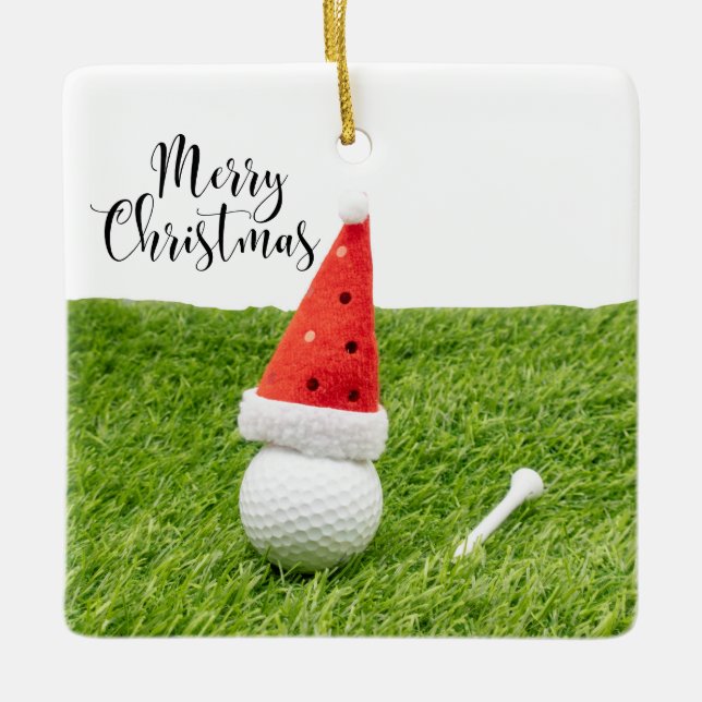 Golf-Helgdag med golf boll för golfer Julgransprydnad Keramik (Framsida)