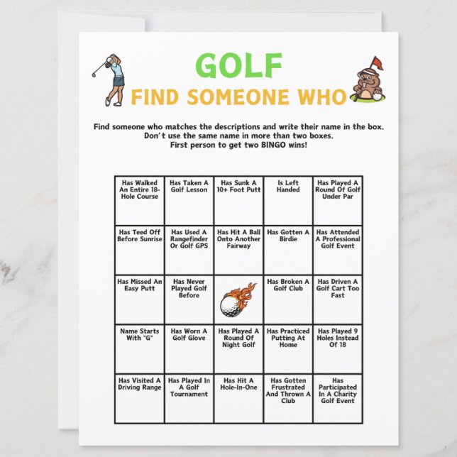 Golf Hitta någon som spelar (Framsida)