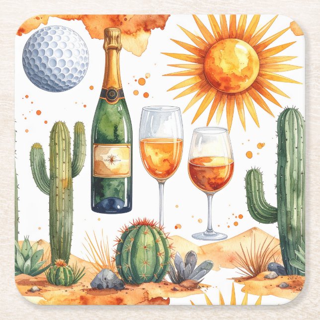 Golf i Arizona  Servetter Underlägg Papper Kvadrat (Framsidan)