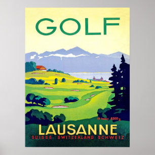 Golf i Lausanne, Schweiz, Vintage Resa  Poster