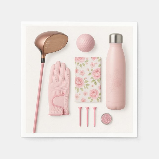 Golf i rosa Tema för dam golfer Pappersservett (Framsidan)