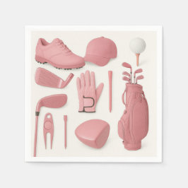 Golf i rosa Tema för dam golfer Pappersservett