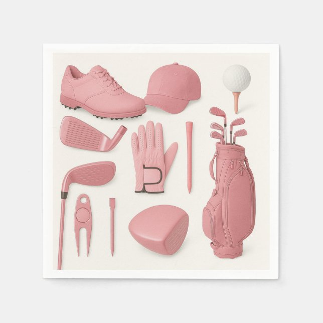 Golf i rosa Tema för dam golfer Pappersservett (Framsidan)