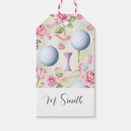 Golf i rosa, temat med blommor, golfer presentetikett