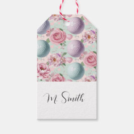 Golf i rosa, temat med blommor, golfer presentetikett