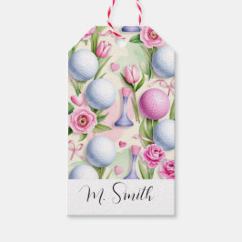 Golf i rosa, temat med blommor, golfer presentetikett