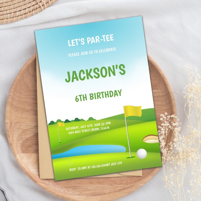 Golf-inbjudningar från 6e på födelsedagen inbjudningar (6th Birthday Golf Invitations)