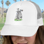 Golf Initial Monogram Keps<br><div class="desc">This all white hat features a stylish gray watercolor golf bag filled with clubs, sitting on a patch of green grass. The design includes a simple serif initial monogram placed right on the bag, making it feel like a natural part of the artwork. The letter is shown in a dark...</div>