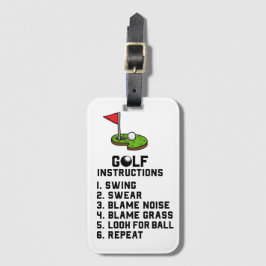 Golf Instruction Swing Swear vid flagga hål på grö Bagagebricka