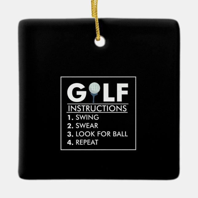 Golf Instructions Swing Swear Search Boll Repeat Julgransprydnad Keramik (Framsida)