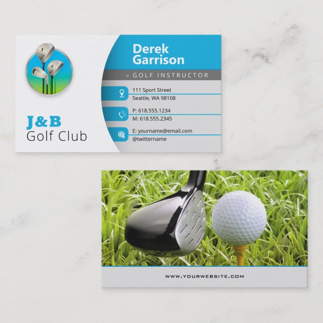Golf Instructor | Affärskort av golfKlubb Visitkort (Fram/baksida)