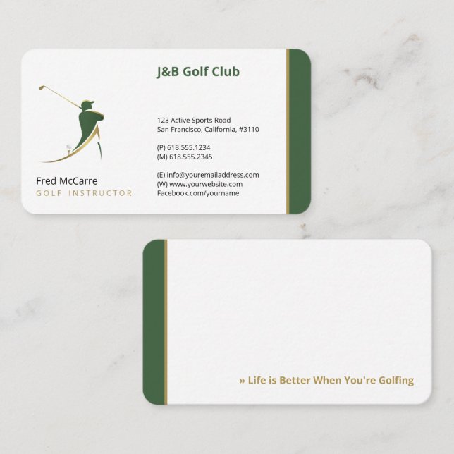 Golf Instructor | Bästa sport Visitkort (Fram/baksida)