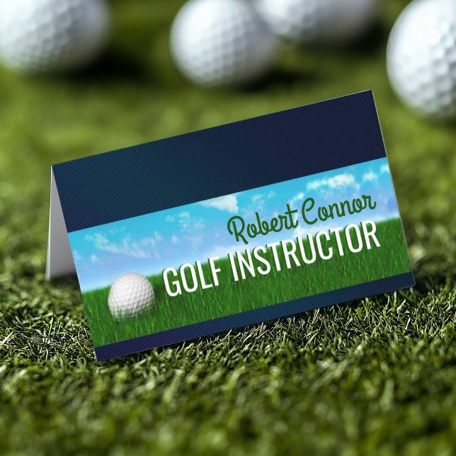 Golf Instructor Golfer Lessons Tour Grass & Himmel Visitkort (Perfect for business)