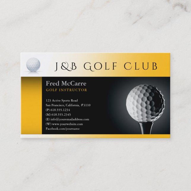 Golf Instructor Grönt Grass | Bästa sport Visitkort (Framsida)