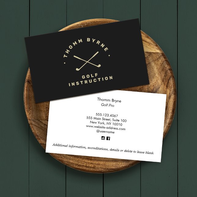 Golf Instructor Pro korsade Golf Klubbs Black Visitkort (Skapare uppladdad)