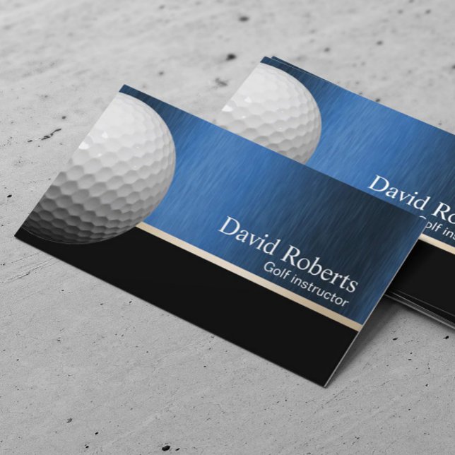 Golf Instructor Professionell Blue Metall Sport Visitkort (Skapare uppladdad)
