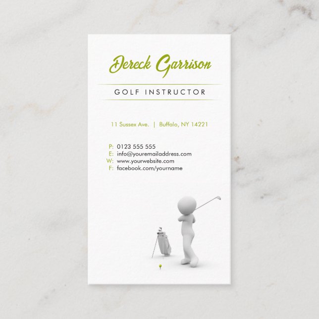 Golf Instructor | Professionell Lärare Visitkort (Framsida)