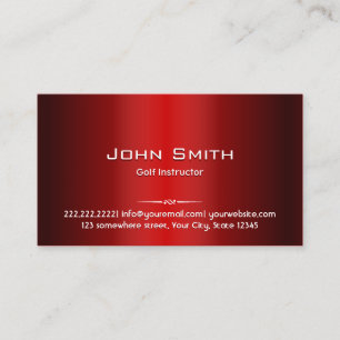Golf Instructor Professionell Red Metall Visitkort