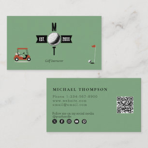 Golf Instructor Social Media QR-kodGrönt Visitkort