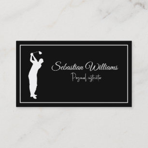 Golf Instructor Teacher Professionell Sport Black Visitkort