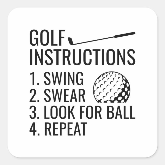 Golf-instruktioner Fyrkantigt Klistermärke (Framsida)