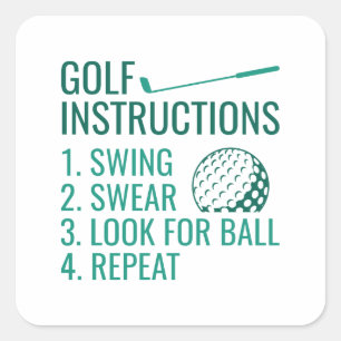 Golf-instruktioner Fyrkantigt Klistermärke