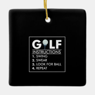 Golf-instruktioner Swing Swear Titta Boll Repeat Julgransprydnad Keramik