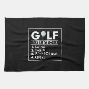 Golf-instruktioner Swing Swear Titta Boll Repeat Kökshandduk