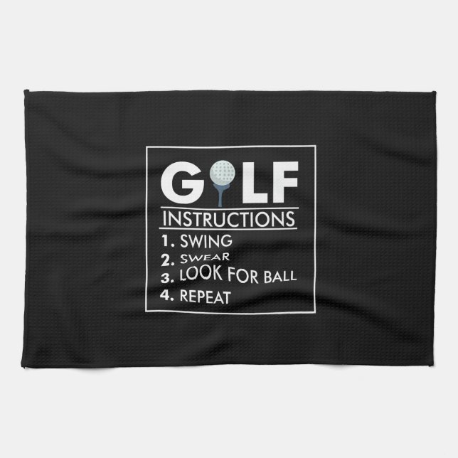 Golf-instruktioner Swing Swear Titta Boll Repeat Kökshandduk (Horisontell)